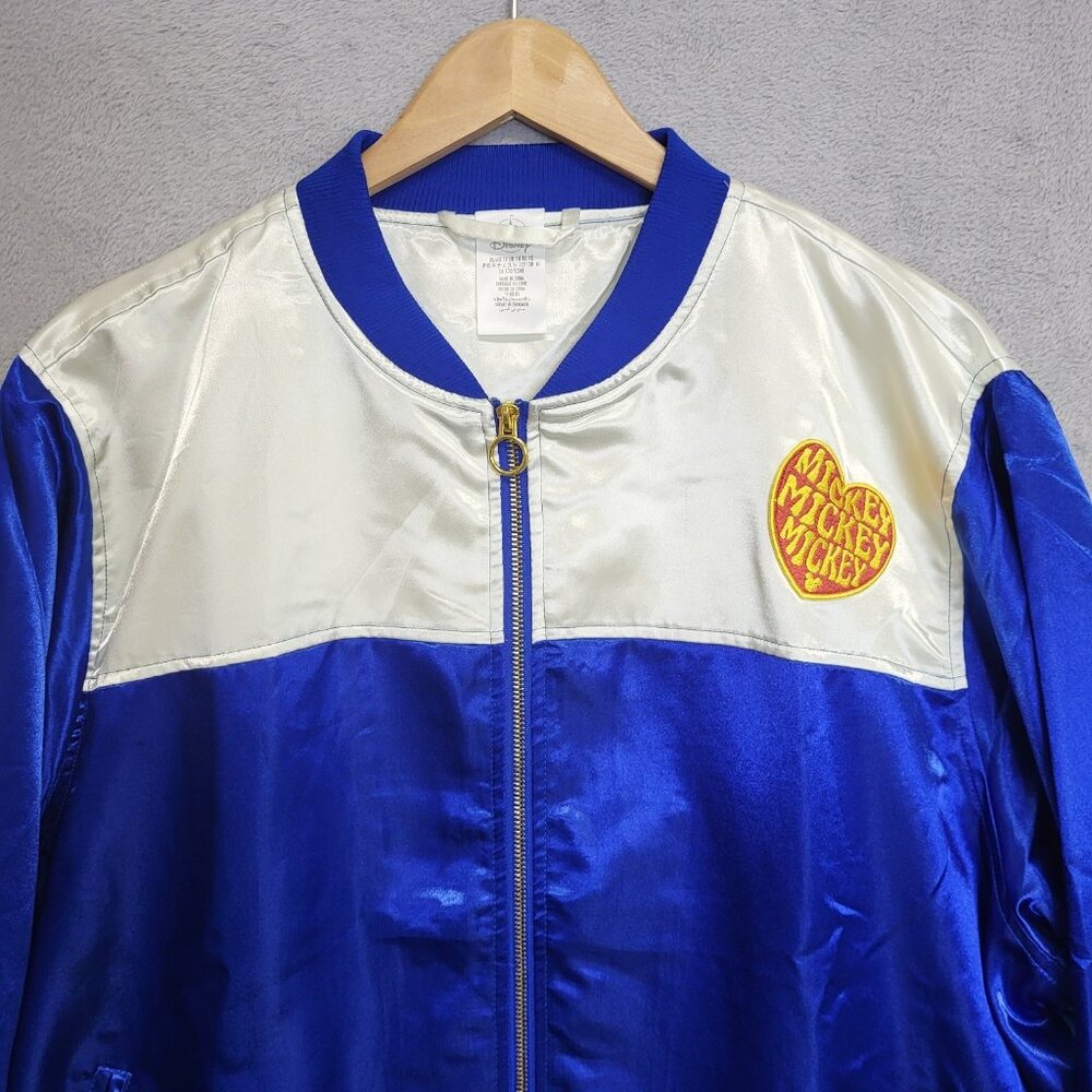 DISNEY Mickey Mouse SUNSET Varsity Bomber Jacket Womens 1X Distressed - Picture 4 of 10